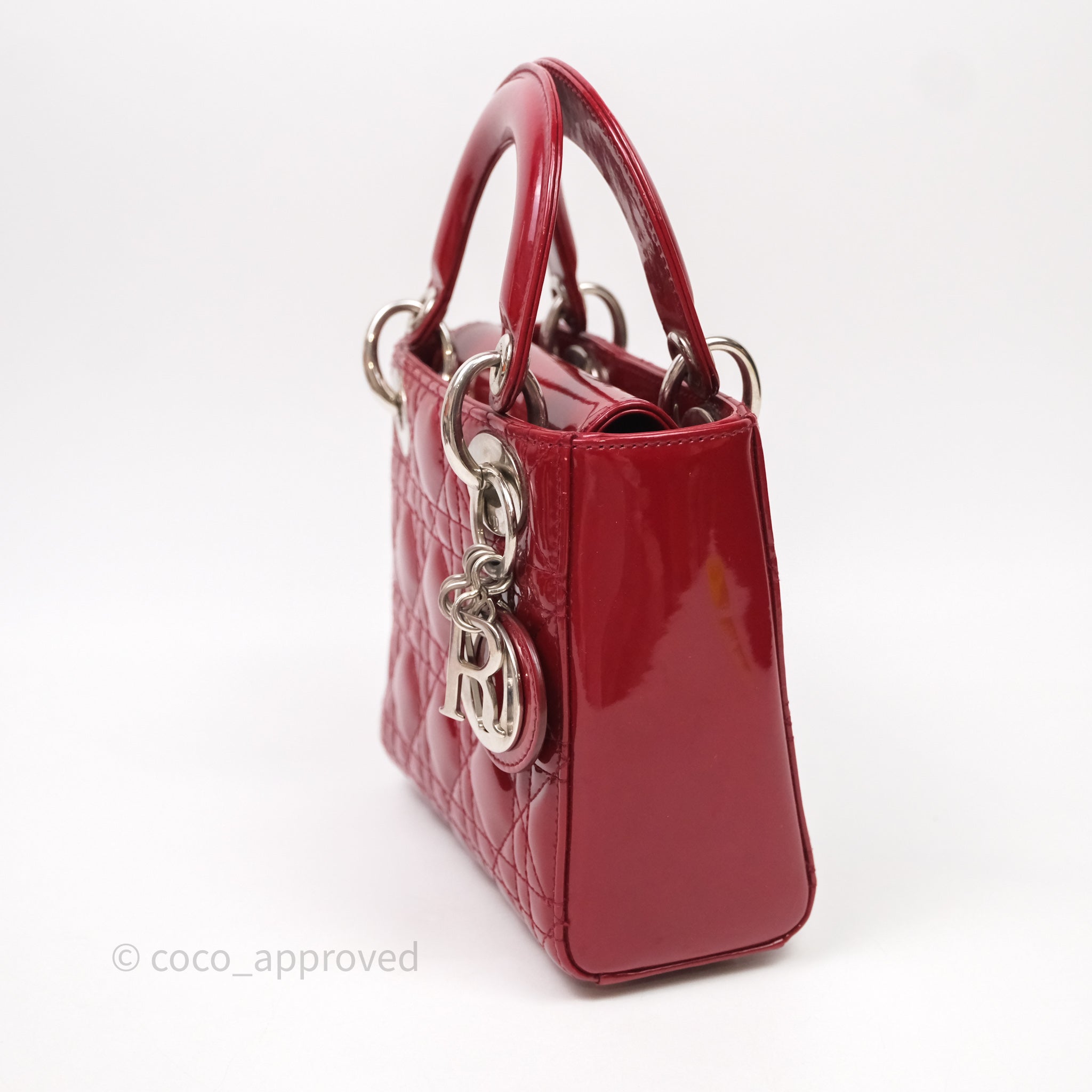 Christian Dior Mini Lady Dior Red Patent Cannage Silver Hardware - 图片 33
