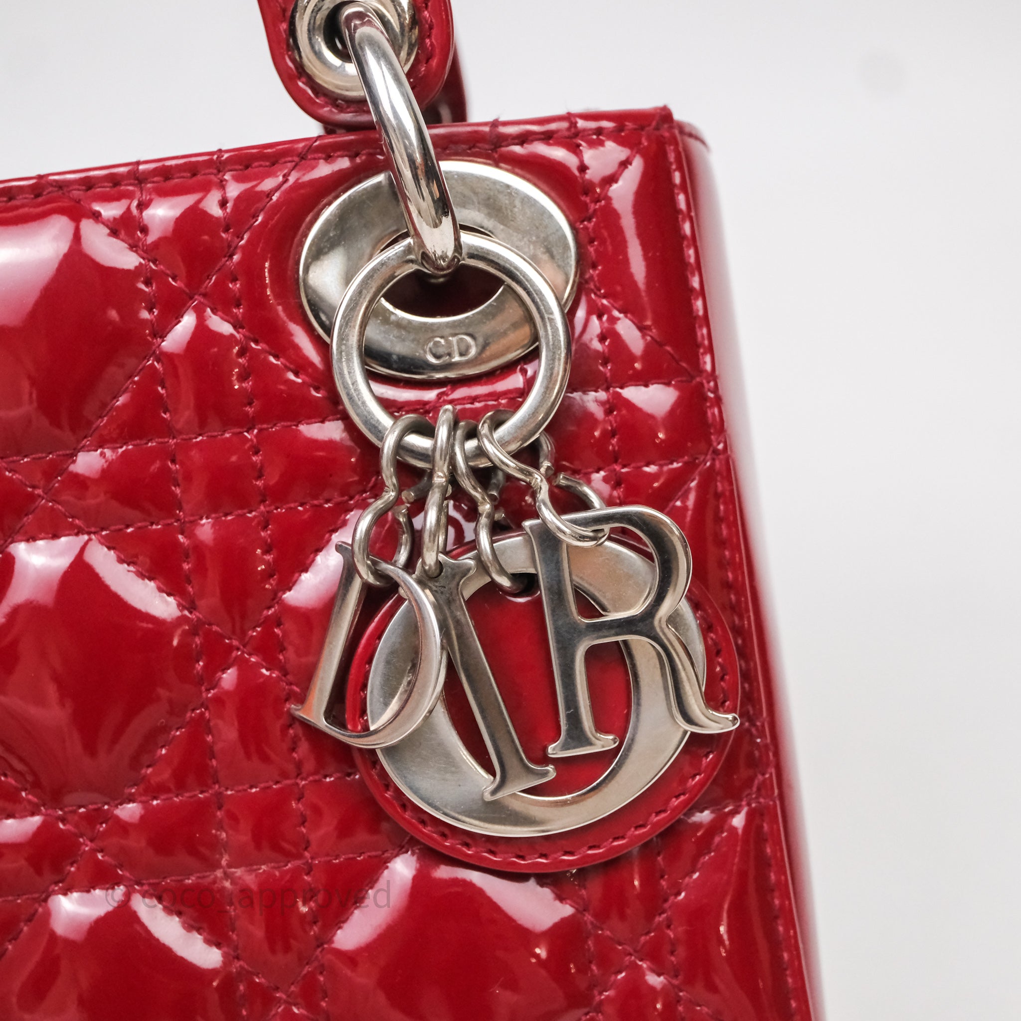 Christian Dior Mini Lady Dior Red Patent Cannage Silver Hardware - 图片 10