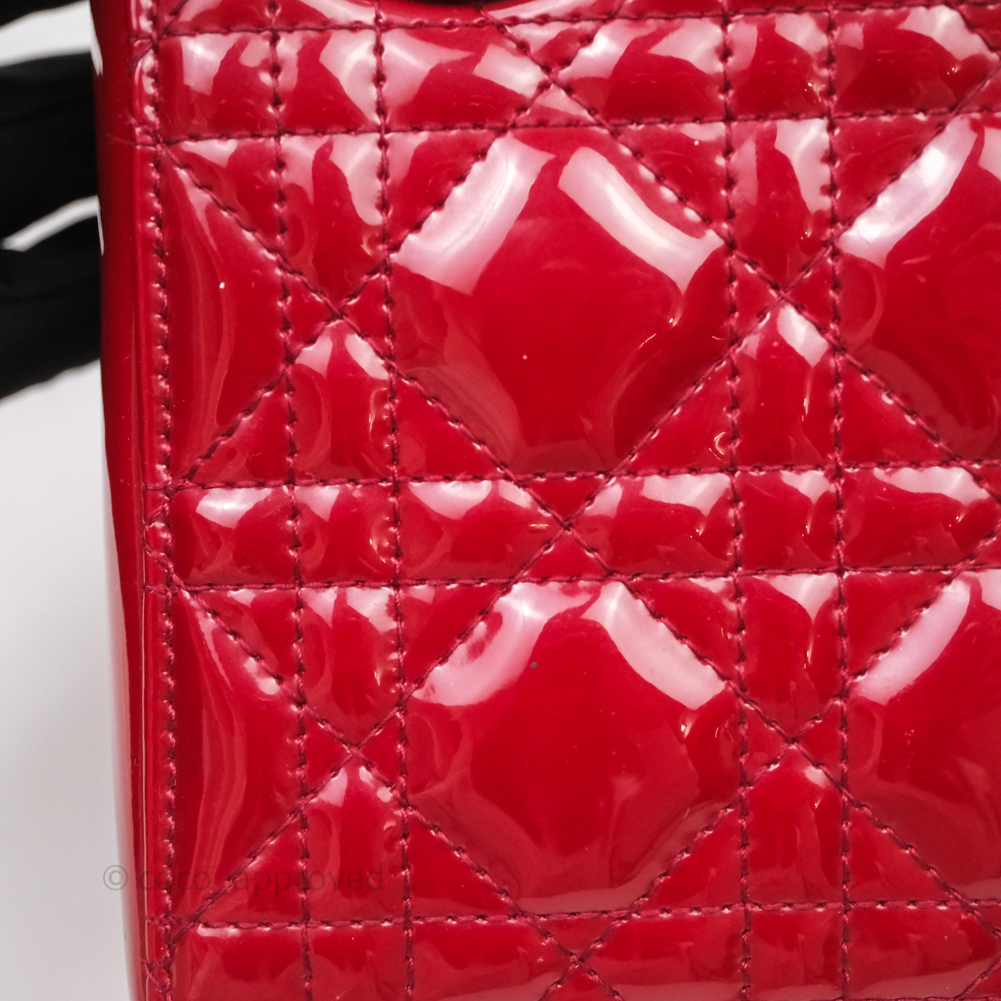 Christian Dior Mini Lady Dior Red Patent Cannage Silver Hardware - 图片 27