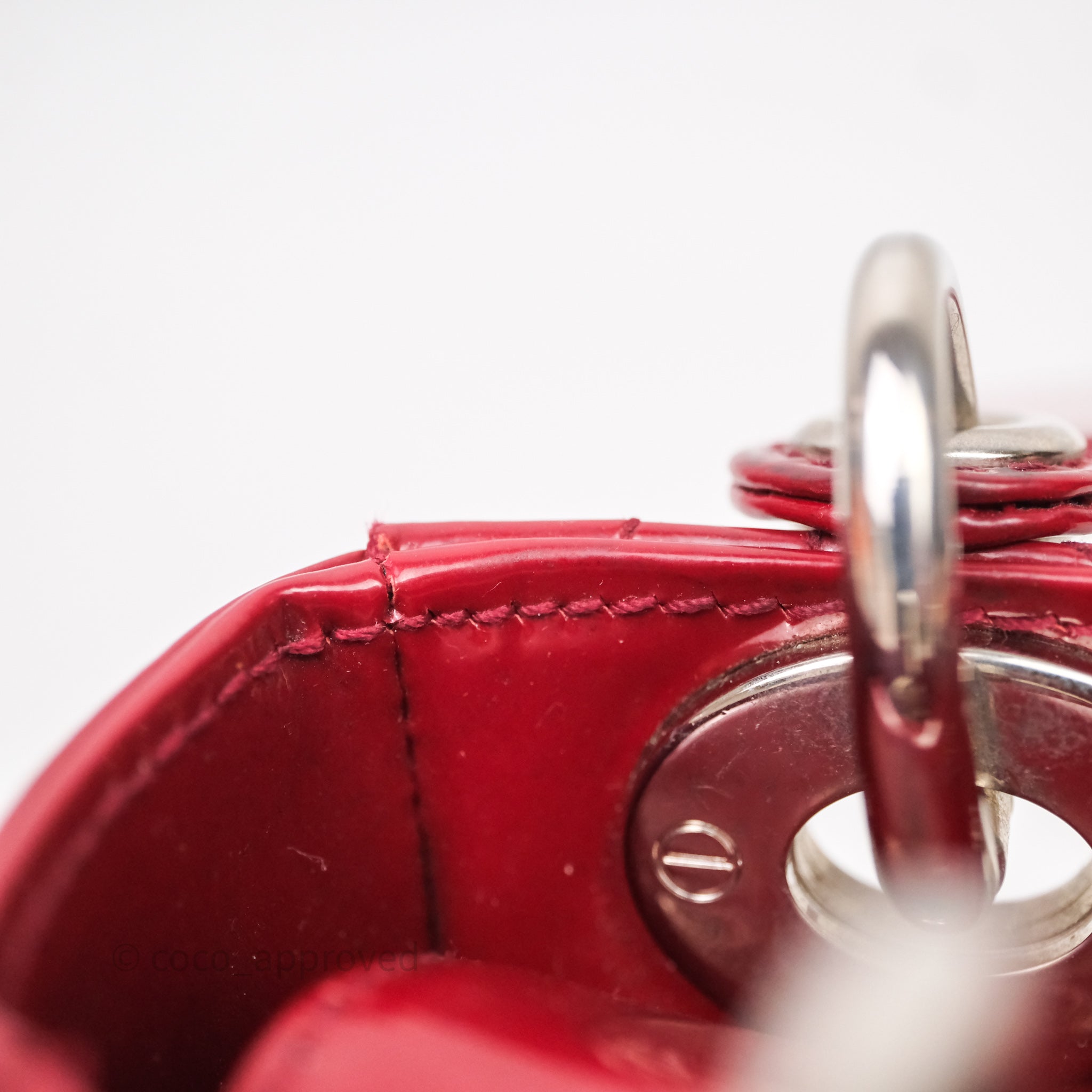 Christian Dior Mini Lady Dior Red Patent Cannage Silver Hardware - 图片 45