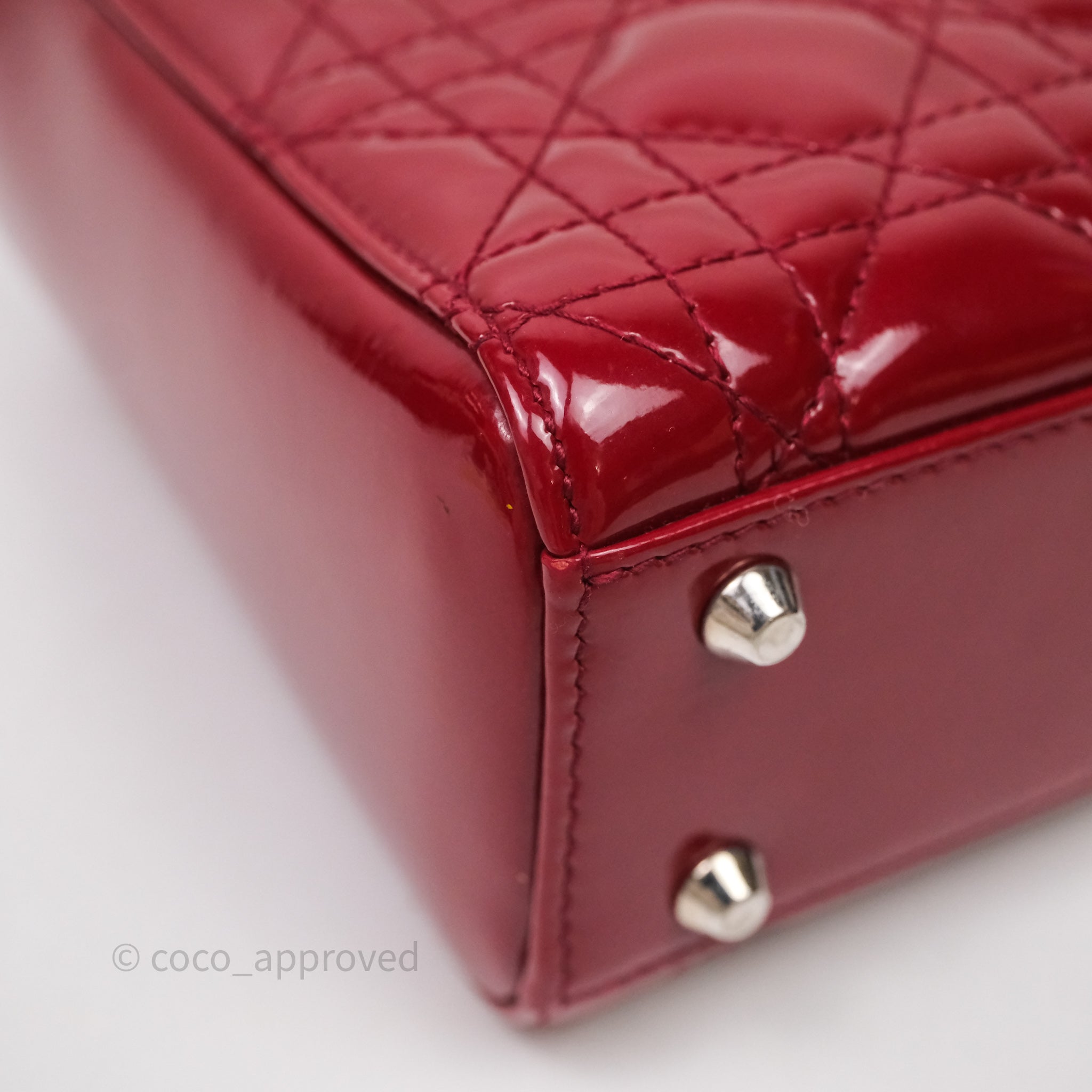 Christian Dior Mini Lady Dior Red Patent Cannage Silver Hardware - 图片 7