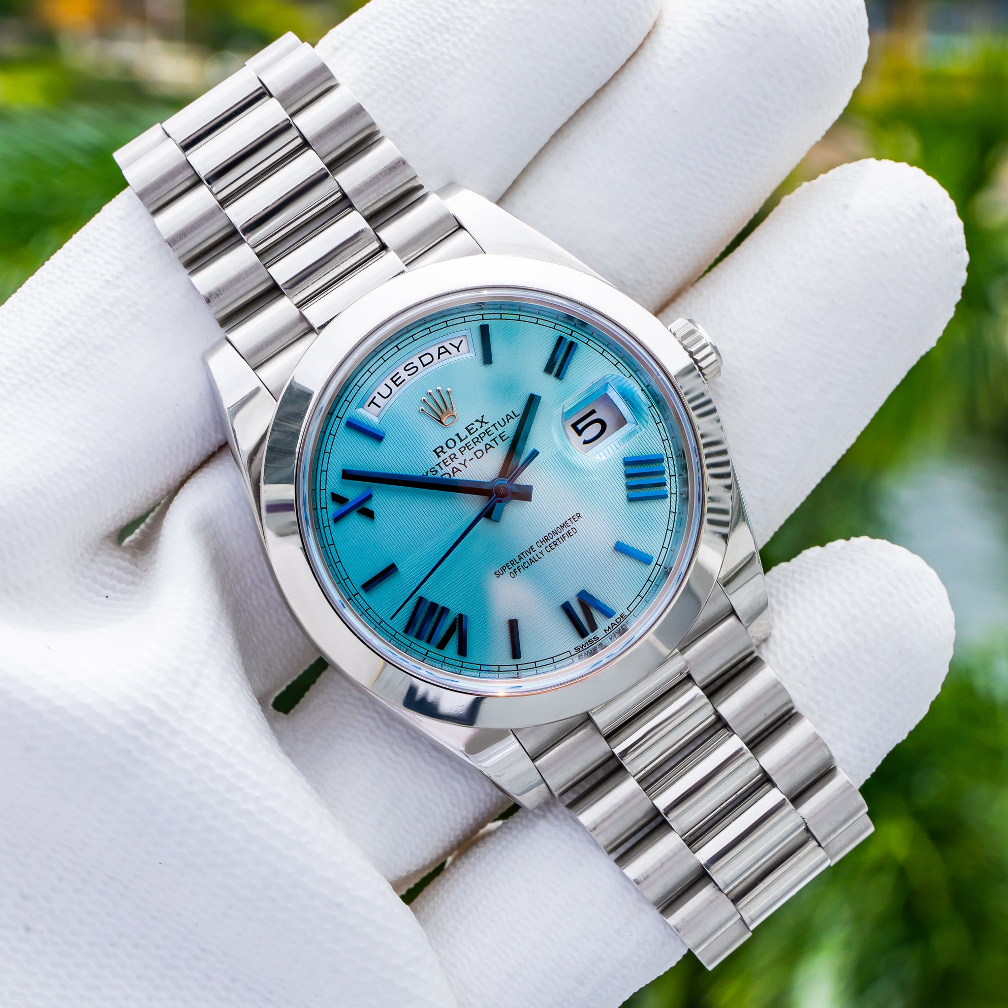 2018 Rolex 228206 Day-Date Platinum Ice Blue Dial 40mm - Image 2