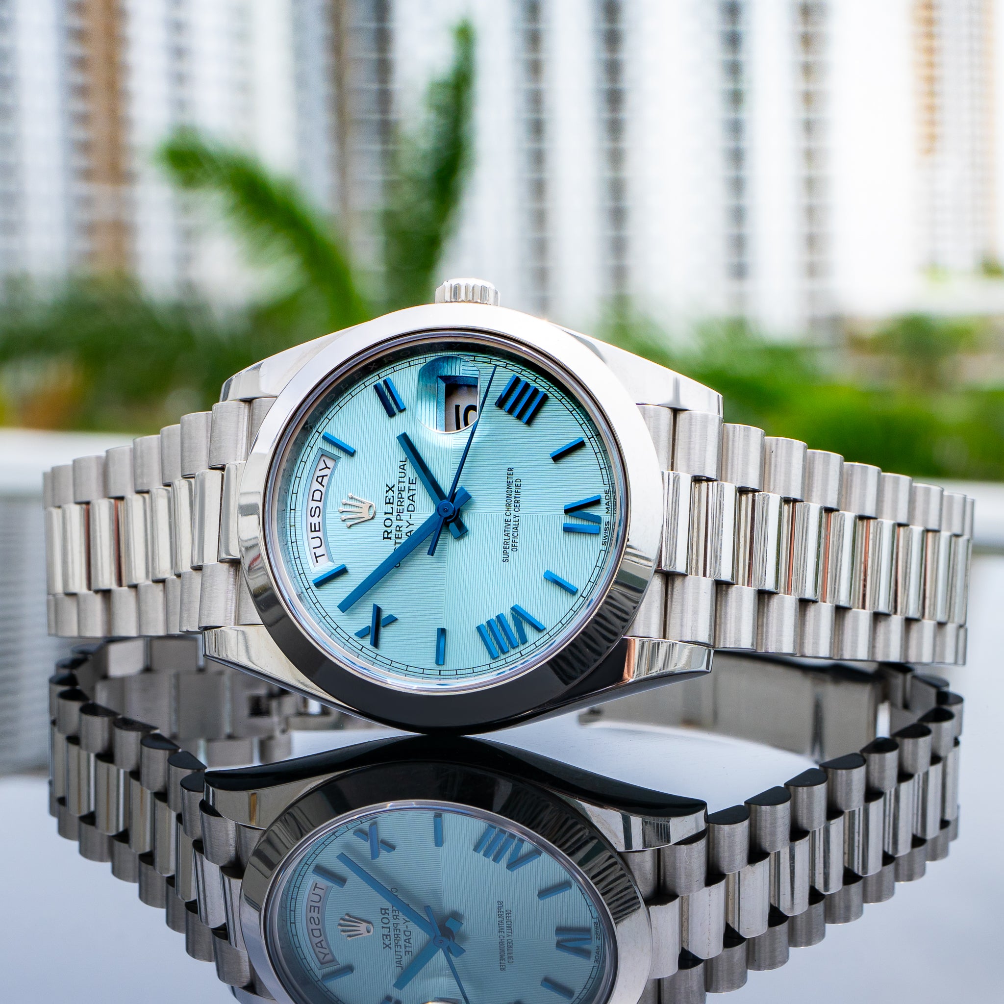 2018 Rolex 228206 Day-Date Platinum Ice Blue Dial 40mm - Image 4