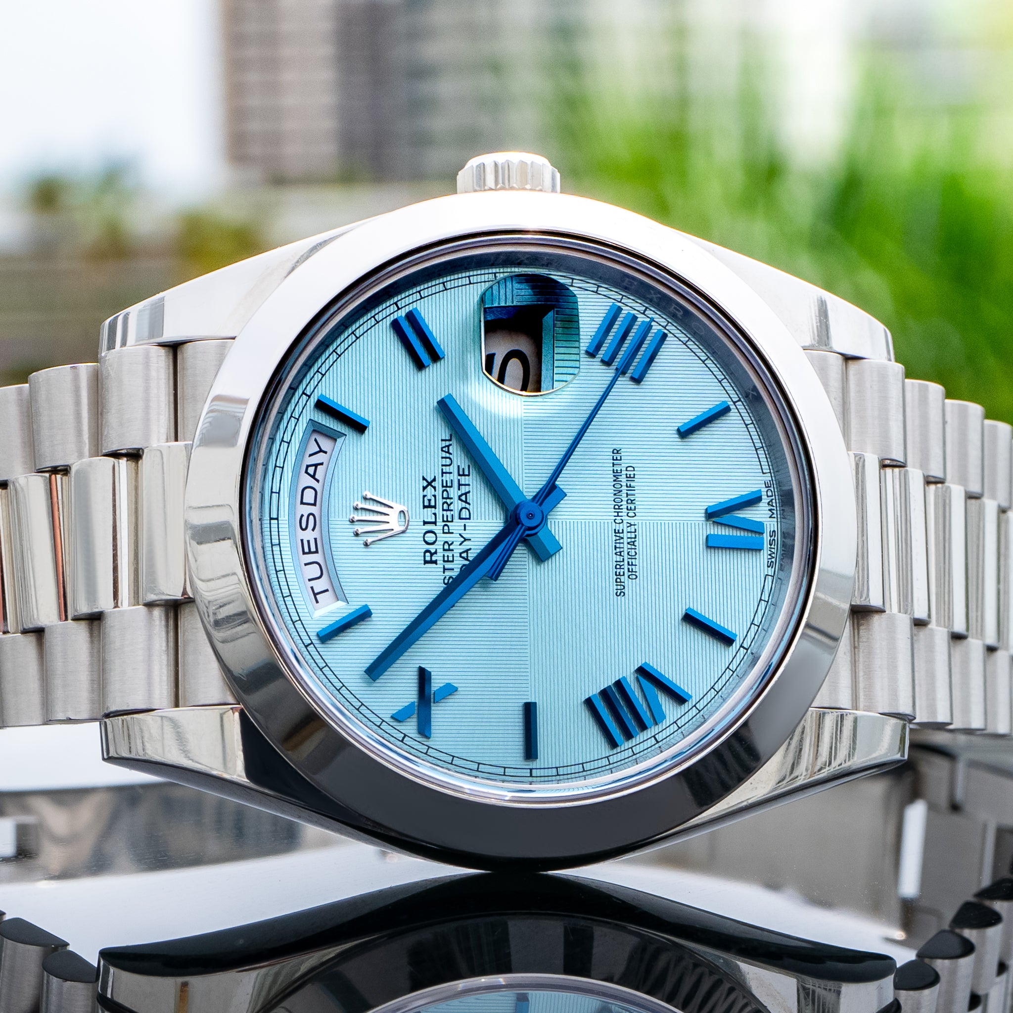 2018 Rolex 228206 Day-Date Platinum Ice Blue Dial 40mm - Image 3