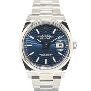 2022 Rolex Datejust 36 36mm 126200-0022 Bright Blue Fluted Dial