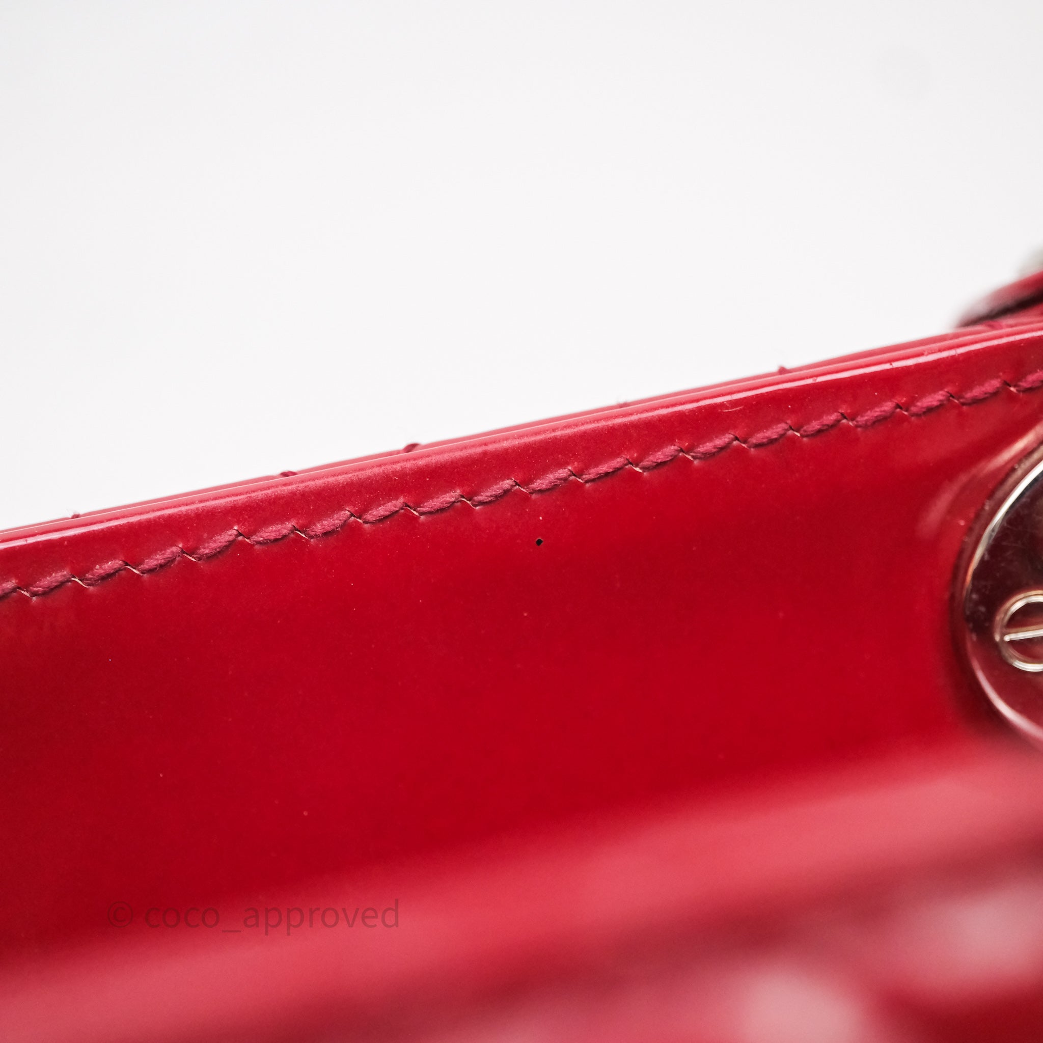 Christian Dior Mini Lady Dior Red Patent Cannage Silver Hardware - 图片 44