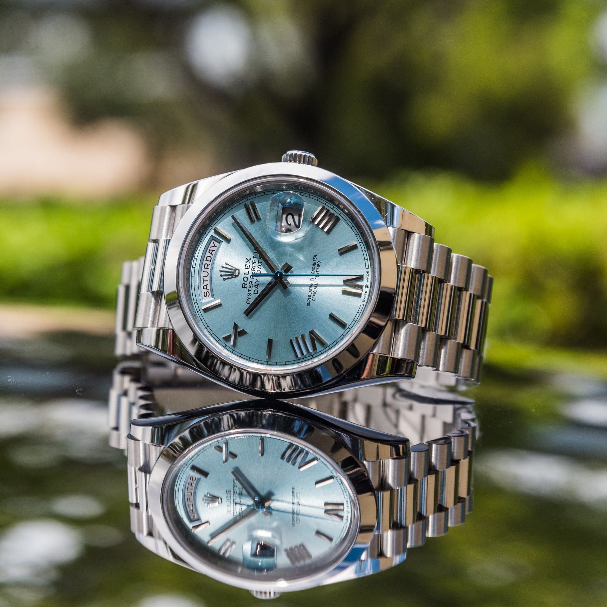 Rolex 2022 Day-Date 40mm Platinum Blue Ice Dial 228206 - Image 4