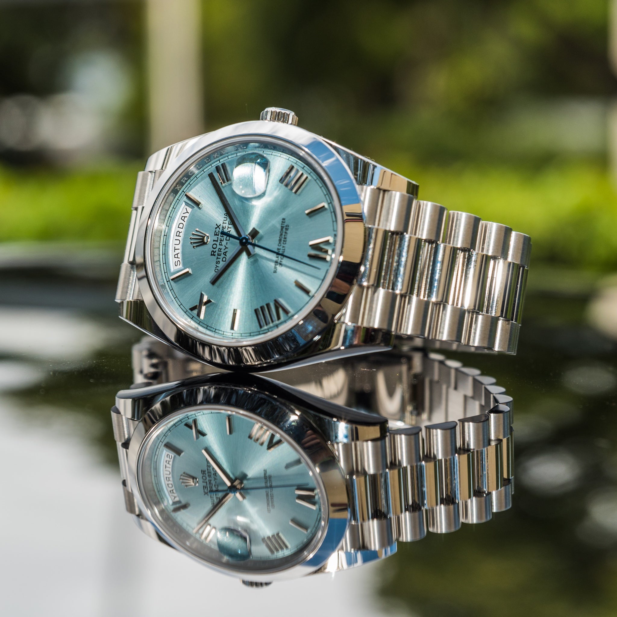 Rolex 2022 Day-Date 40mm Platinum Blue Ice Dial 228206 - Image 3
