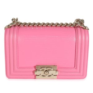 Pink Lambskin Lizard Small Boy Bag