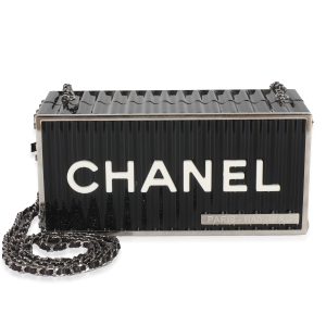 18A Black Lucite Paris Hamburg Minaudiere Shipping Container Clutch