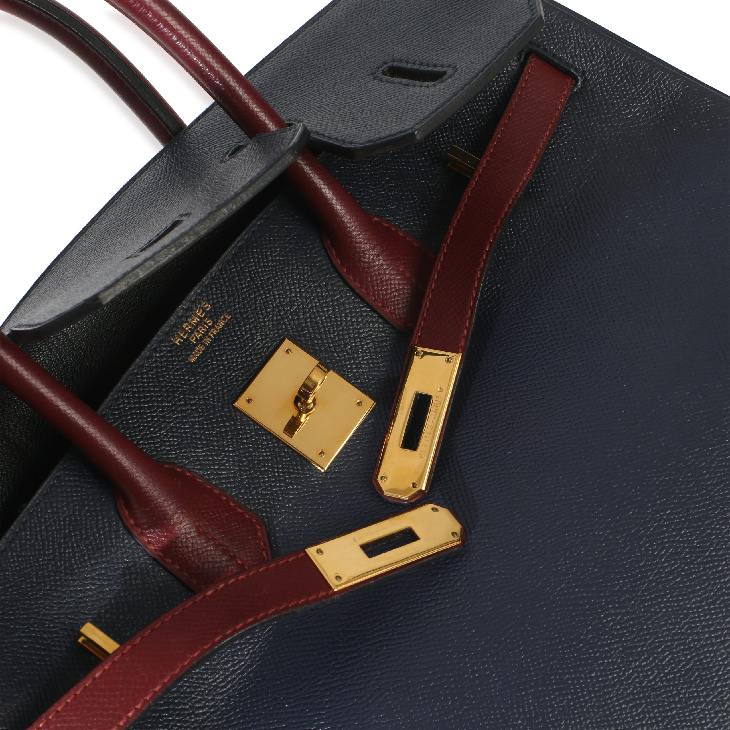 Vintage Rouge H Bleu Marine Courchevel Birkin 35 GHW - 图片 8