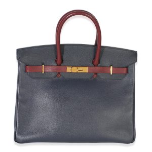 Vintage Rouge H Bleu Marine Courchevel Birkin 35 GHW