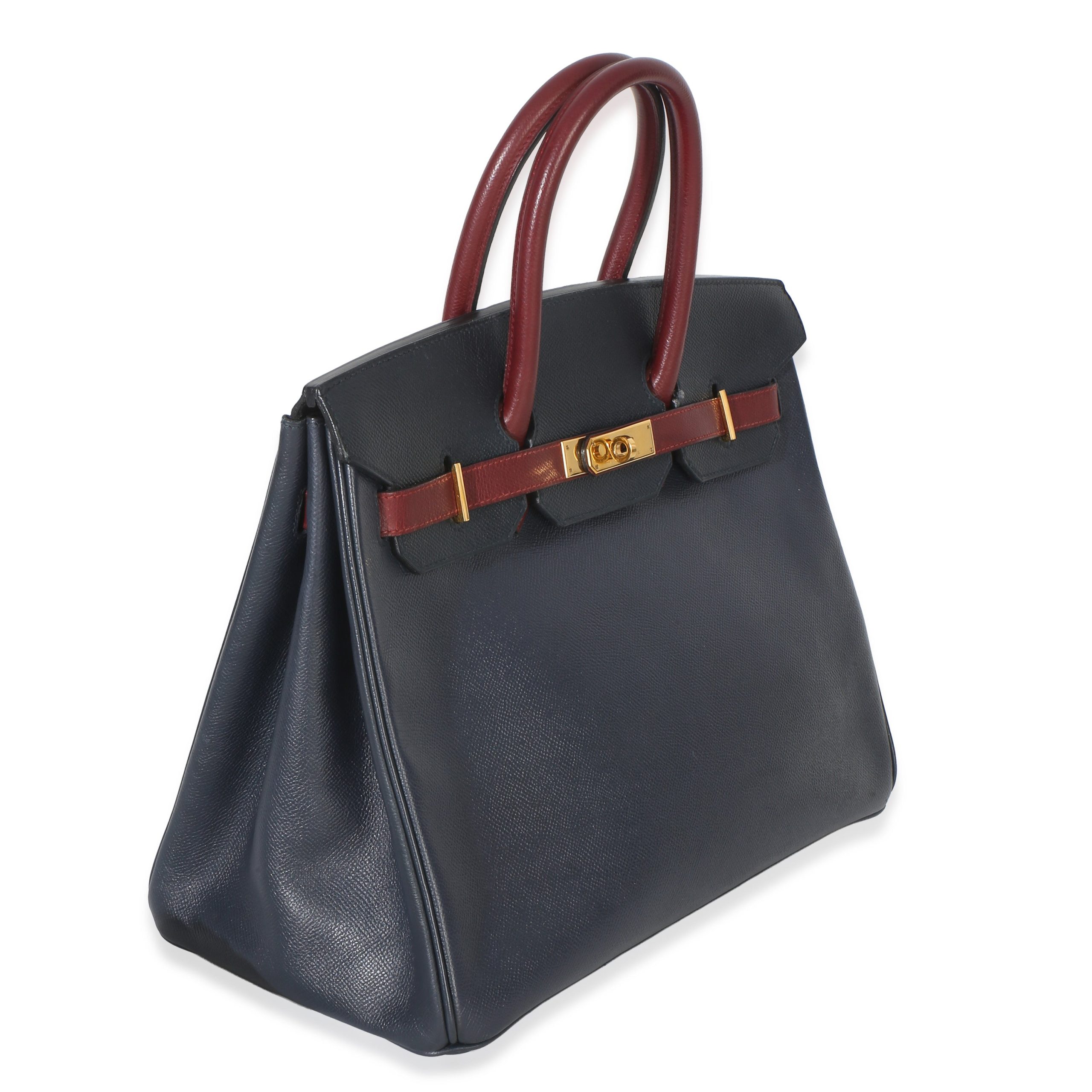 Vintage Rouge H Bleu Marine Courchevel Birkin 35 GHW - 图片 3