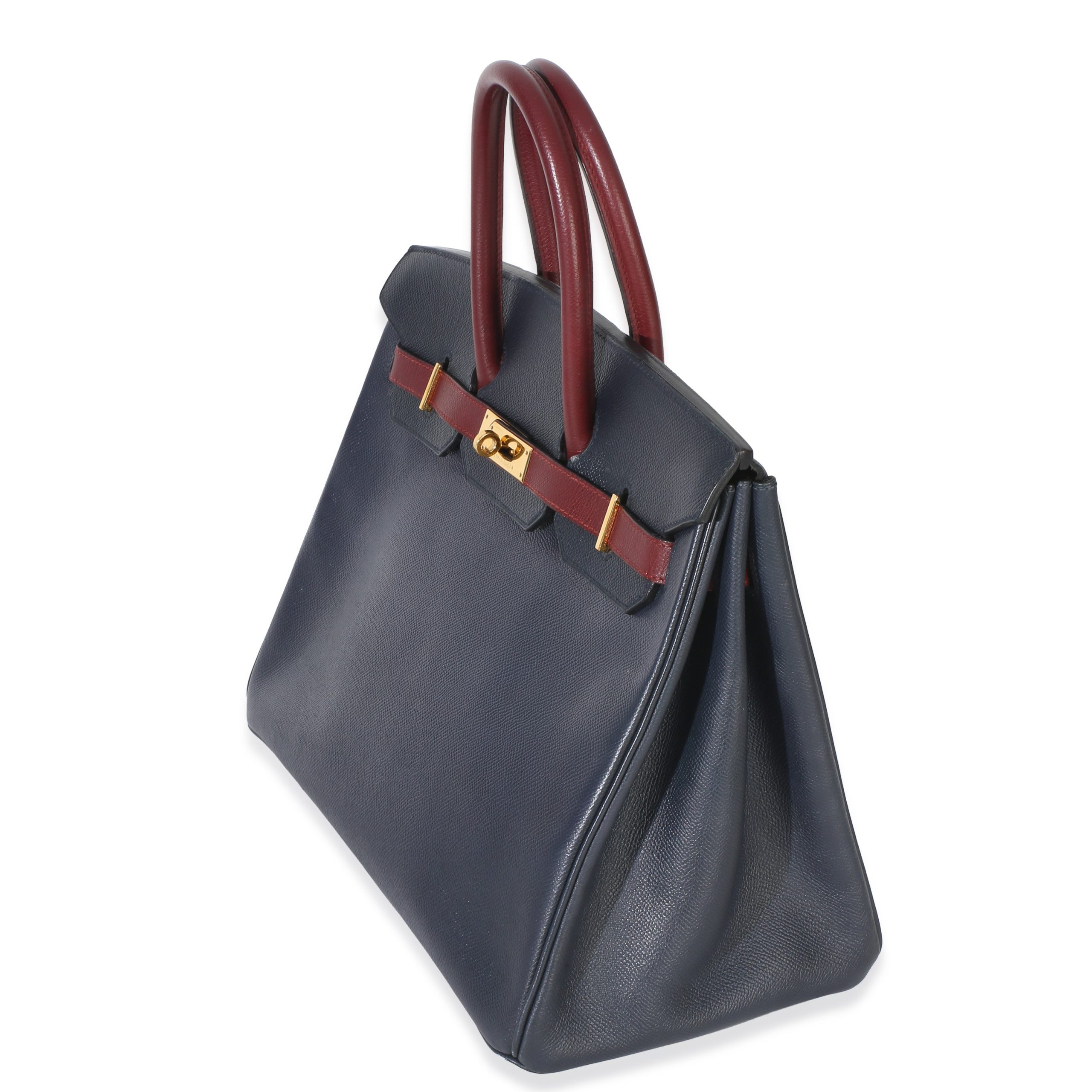 Vintage Rouge H Bleu Marine Courchevel Birkin 35 GHW - 图片 2