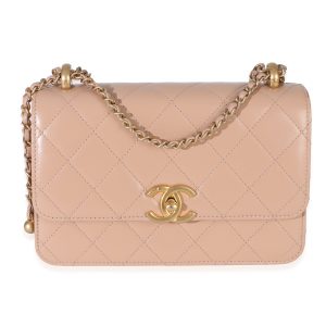 Beige Quilted Calfskin Small Perfect Fit Flap Bag