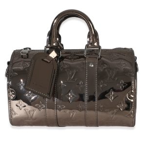 Gunmetal Mirror Monogram Heritage Keepall Bandouliere 25