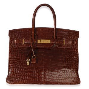 Miel Shiny Porosus Crocodile Birkin 35 GHW