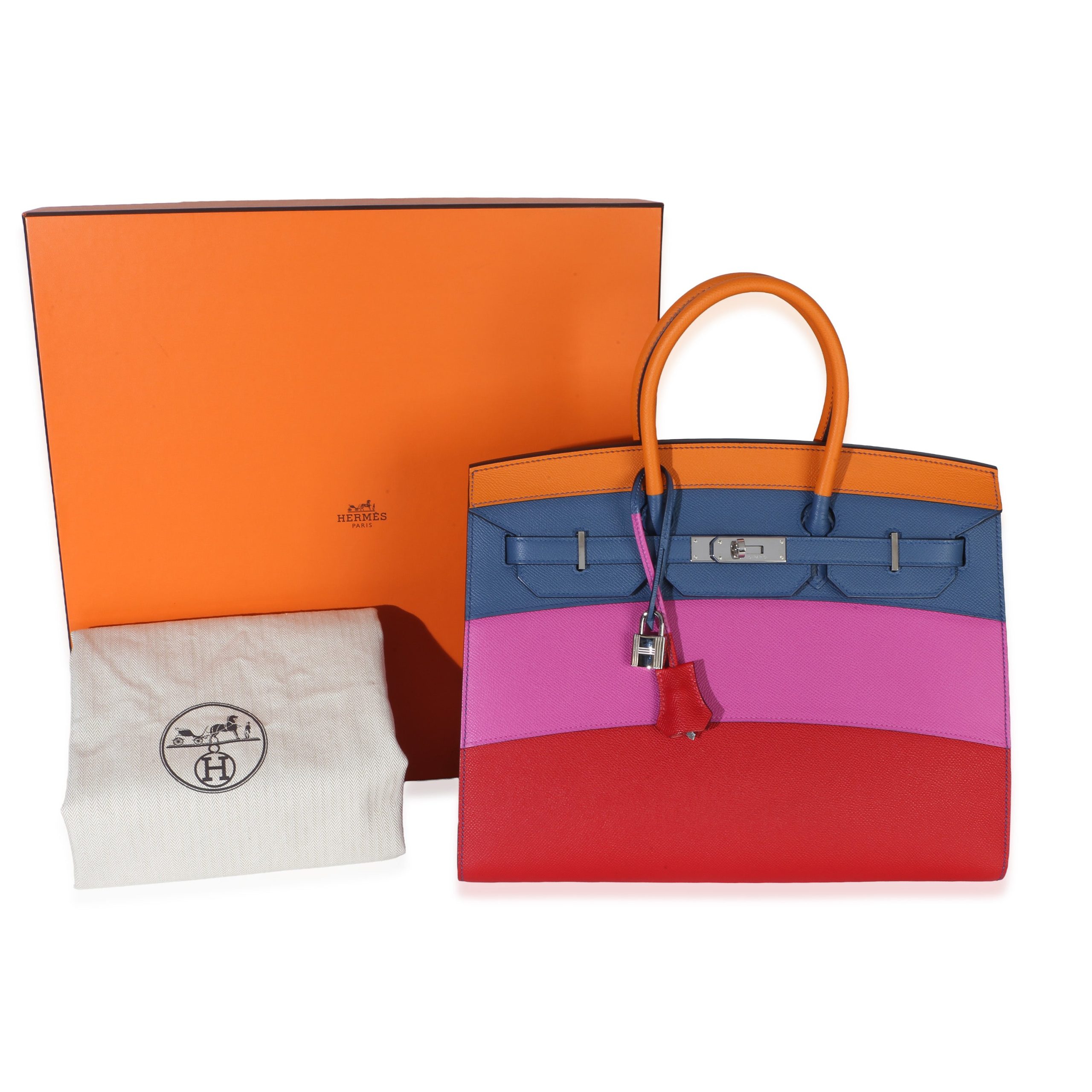 Abricot Agate Magnolia Rouge Casaque Epsom Sunset Sellier Birkin 35 PHW - 图片 6