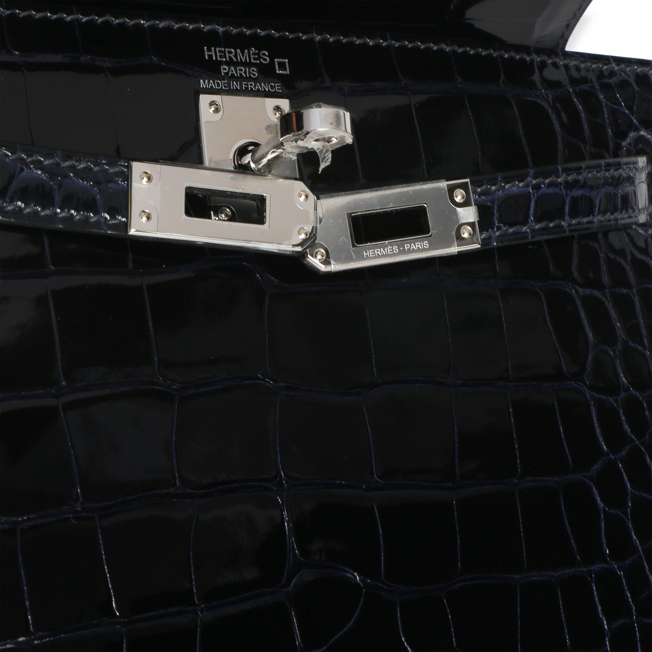 Bleu Marine Mississippiensis Shiny Alligator Sellier Kelly 25 PHW - 图片 8