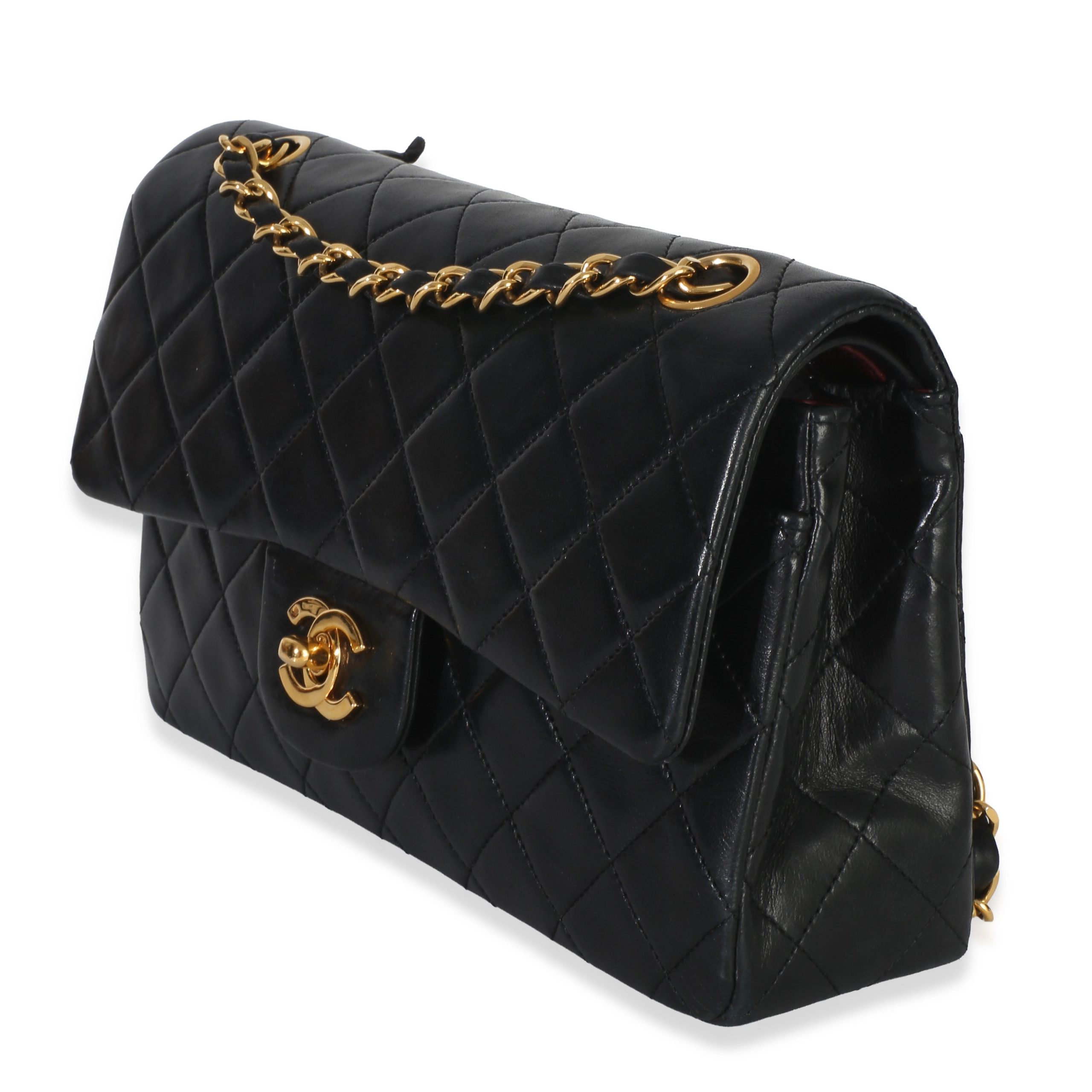 Vintage 24k Black Quilted Lambskin Small Classic Double Flap Bag - 图片 2