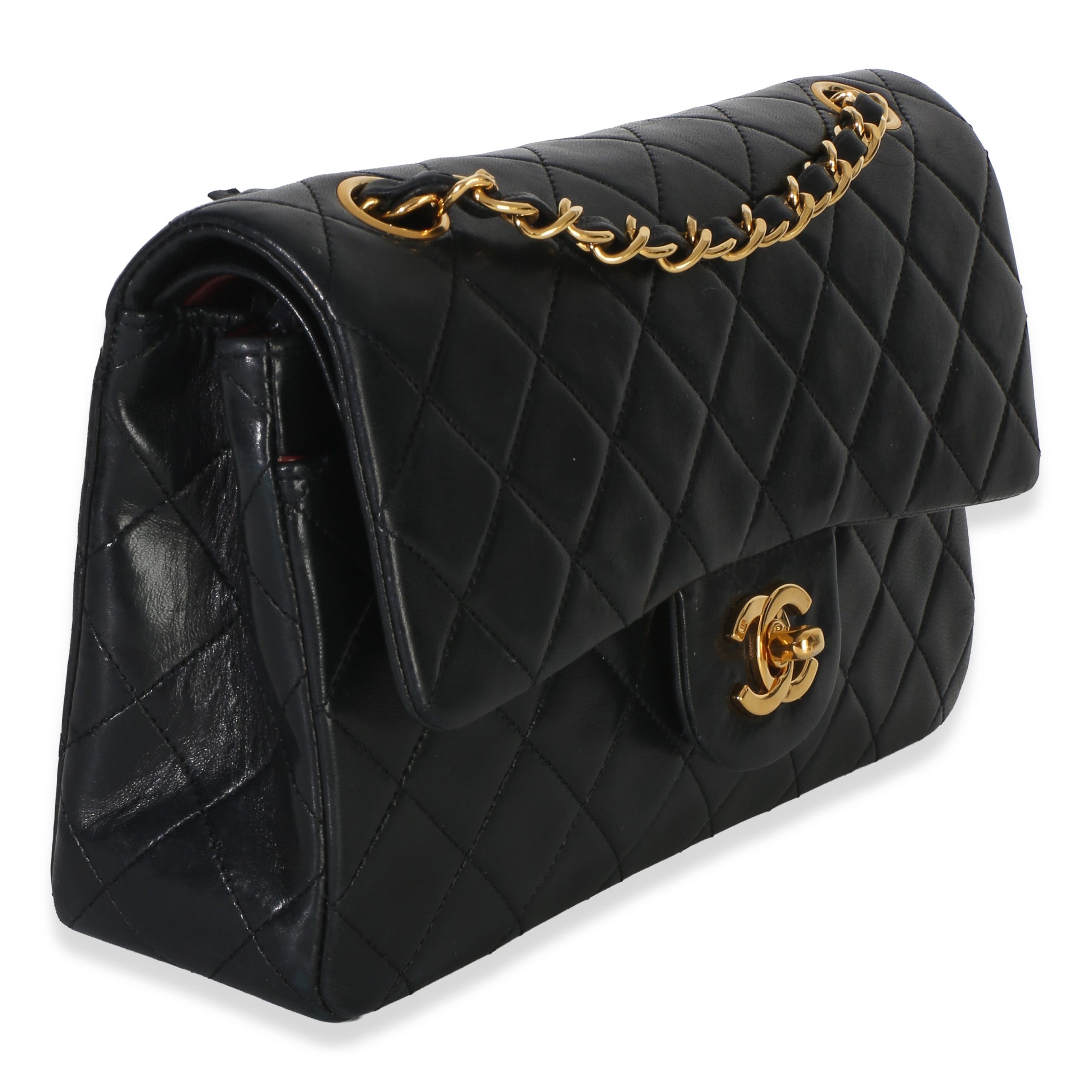Vintage 24k Black Quilted Lambskin Small Classic Double Flap Bag - 图片 3
