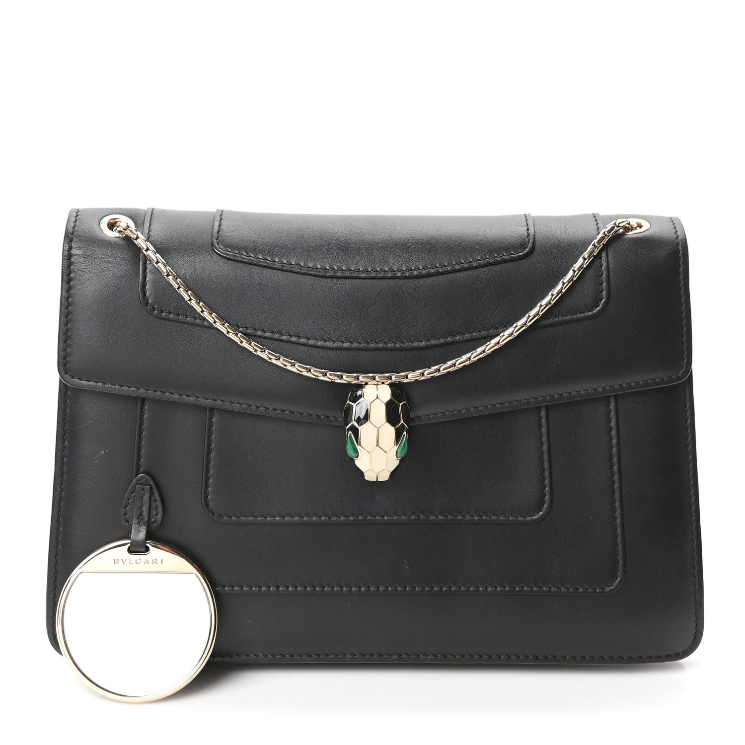 Calfskin Serpenti Forever Shoulder Bag Black - Image 3