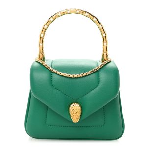 Calfskin Serpenti Reverse Micro Top Handle Emerald Green
