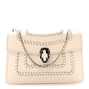Calfskin Woven Chain Serpenti Forever Crossbody Bag White