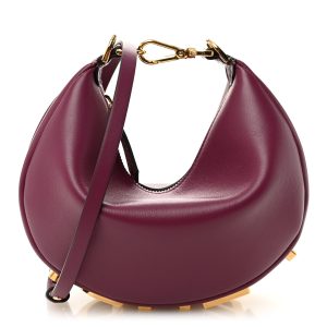 Vitello Grace Matte Mini Fendigraphy Hobo Bag Rosso Roma