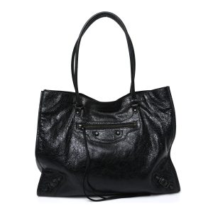 Agneau Arena Classic Hardware Medium Le City Tote Black
