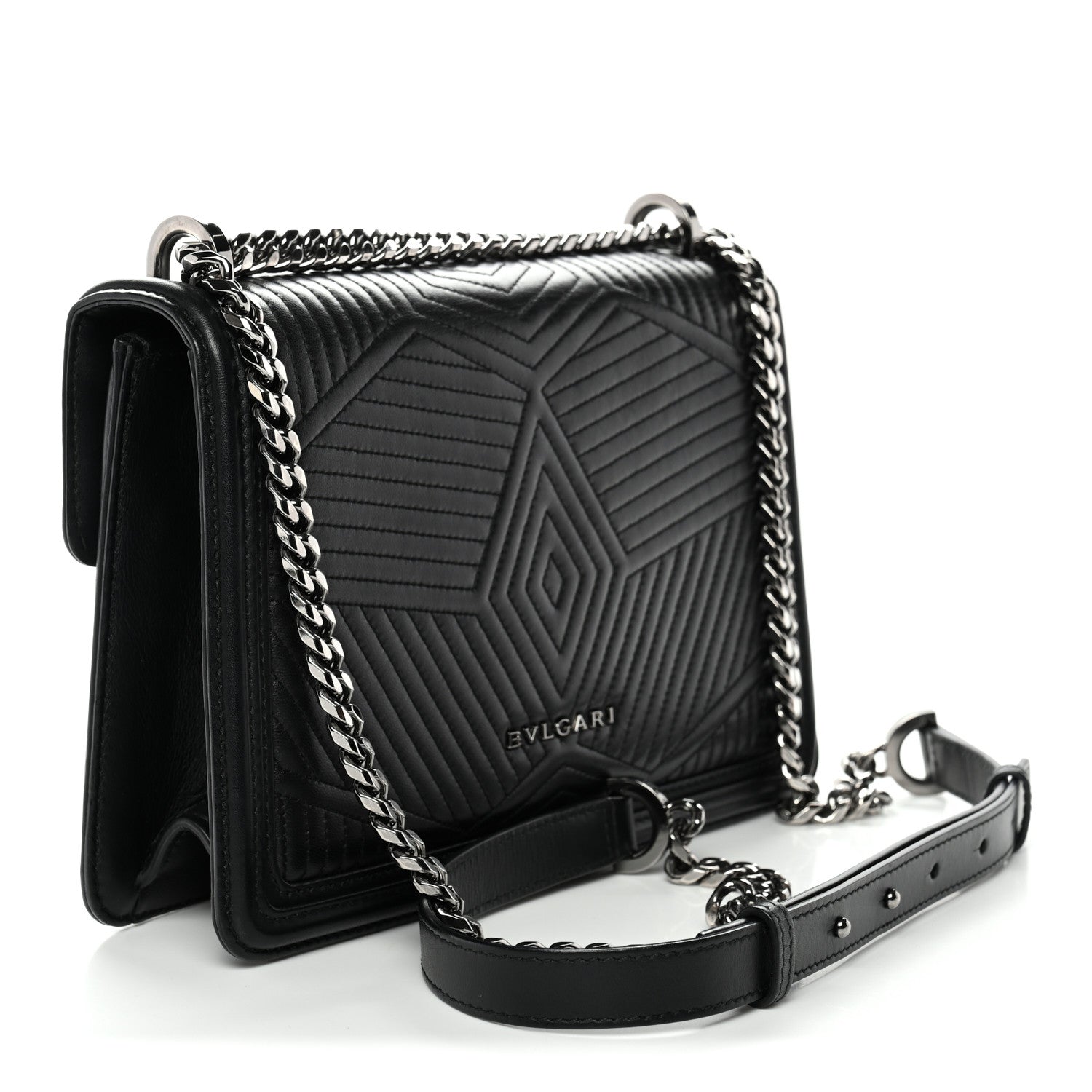 Quilted Nappa Smooth Calfskin Serpenti Forever Diamond Blast Shoulder Bag Black - Image 4
