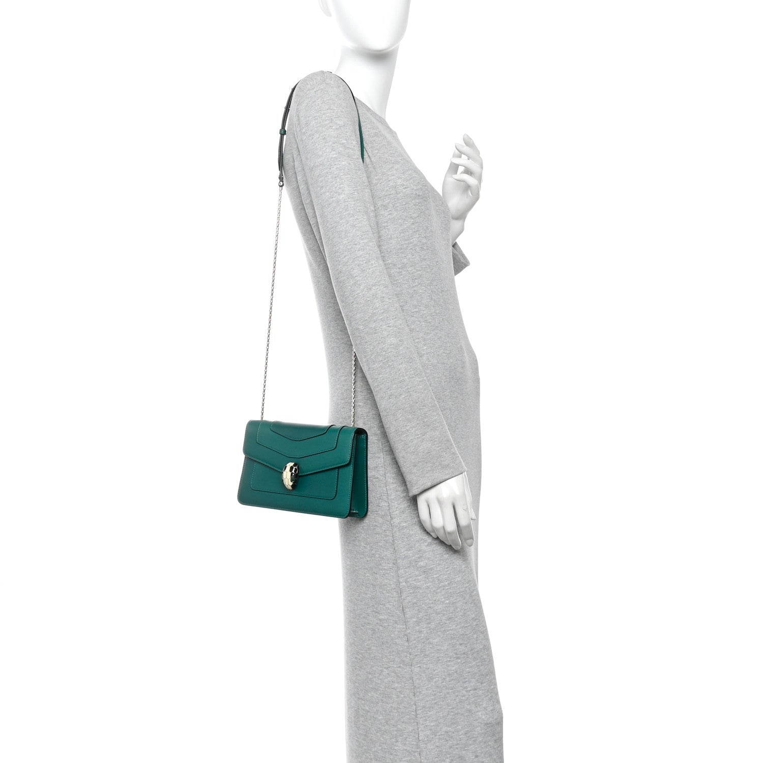 Calfskin Serpenti Forever Crossbody Bag Emerald Green - Image 2