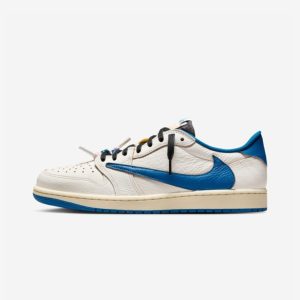 Air Jordan 1 Retro Low OG SP Fragment x Travis Scott Sail Military Blue