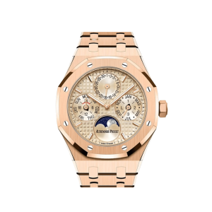 Audemars Piguet Royal Oak 26684OR.OO.1356OR.01 Perpetual Calendar Rose Gold Beige Dial