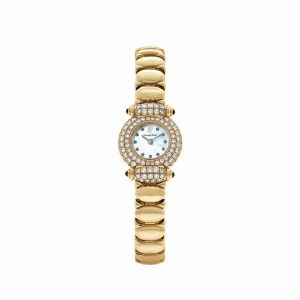 Audemars Piguet Vintage Classique 67030BA.SS.1088BA.01 'Ladies' Yellow Gold Mother of Pearl Sapphire Dial Diamond Bezel Quartz (1996)