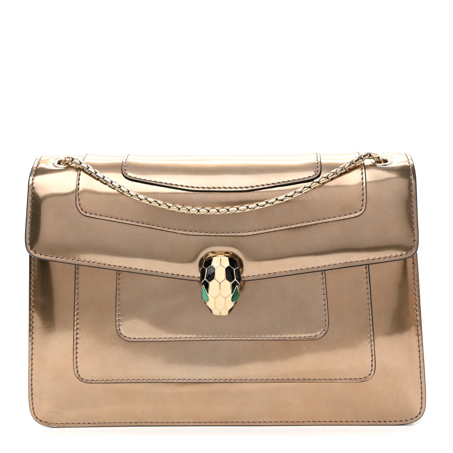 Metallic Calfskin Serpenti Forever Crossbody Bag Bronze