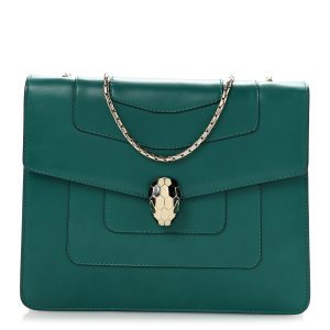 Calfskin Serpenti Forever Snake Strap Crossbody Bag Emerald Green