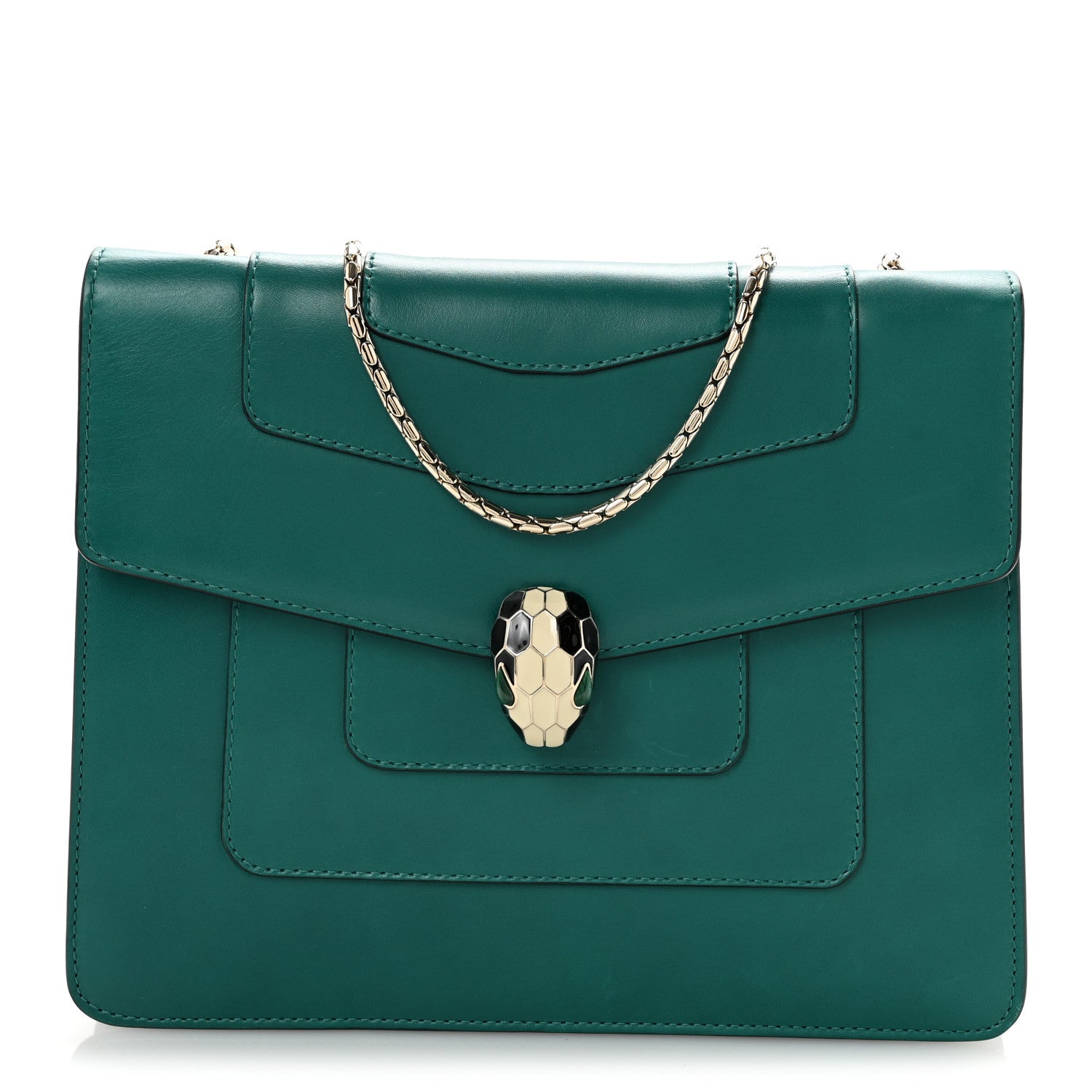 Calfskin Serpenti Forever Snake Strap Crossbody Bag Emerald Green