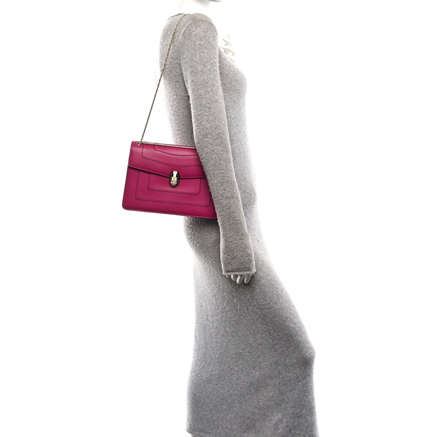 Calfskin Serpenti Forever Shoulder Bag Pink - Image 2