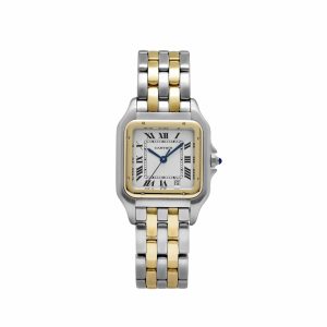 Cartier Panthere W250285E 'Ladies' Two Row Midsize Stainless Steel Yellow Gold White Dial Quartz