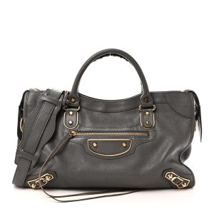 Chevre Gold Metallic Edge Hardware City Gris Acier