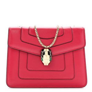 Calfskin Small Serpenti Forever Snake Strap Crossbody Bag Pink
