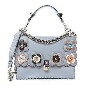 Vitello Liberty Lucido Flowerland Scalloped Studded Kan I Shoulder Bag Azzurro Polvere Multicolor