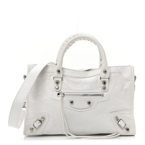 Agneau Arena Silver Hardware Small Le City Optic White