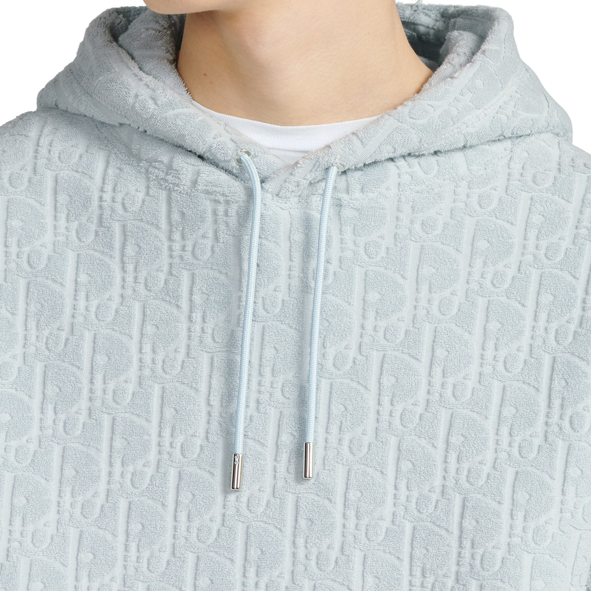 Dior Oblique Towelling Terry Cotton Relaxed Fit Blue Hoodie - 图片 3