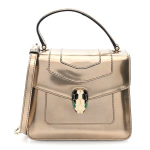Metallic Calfskin Serpenti Forever Top Handle Bronze