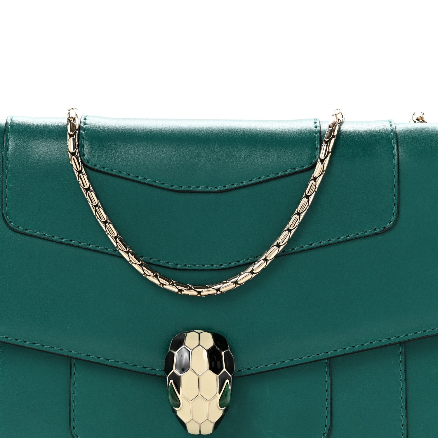 Calfskin Serpenti Forever Snake Strap Crossbody Bag Emerald Green - Image 9