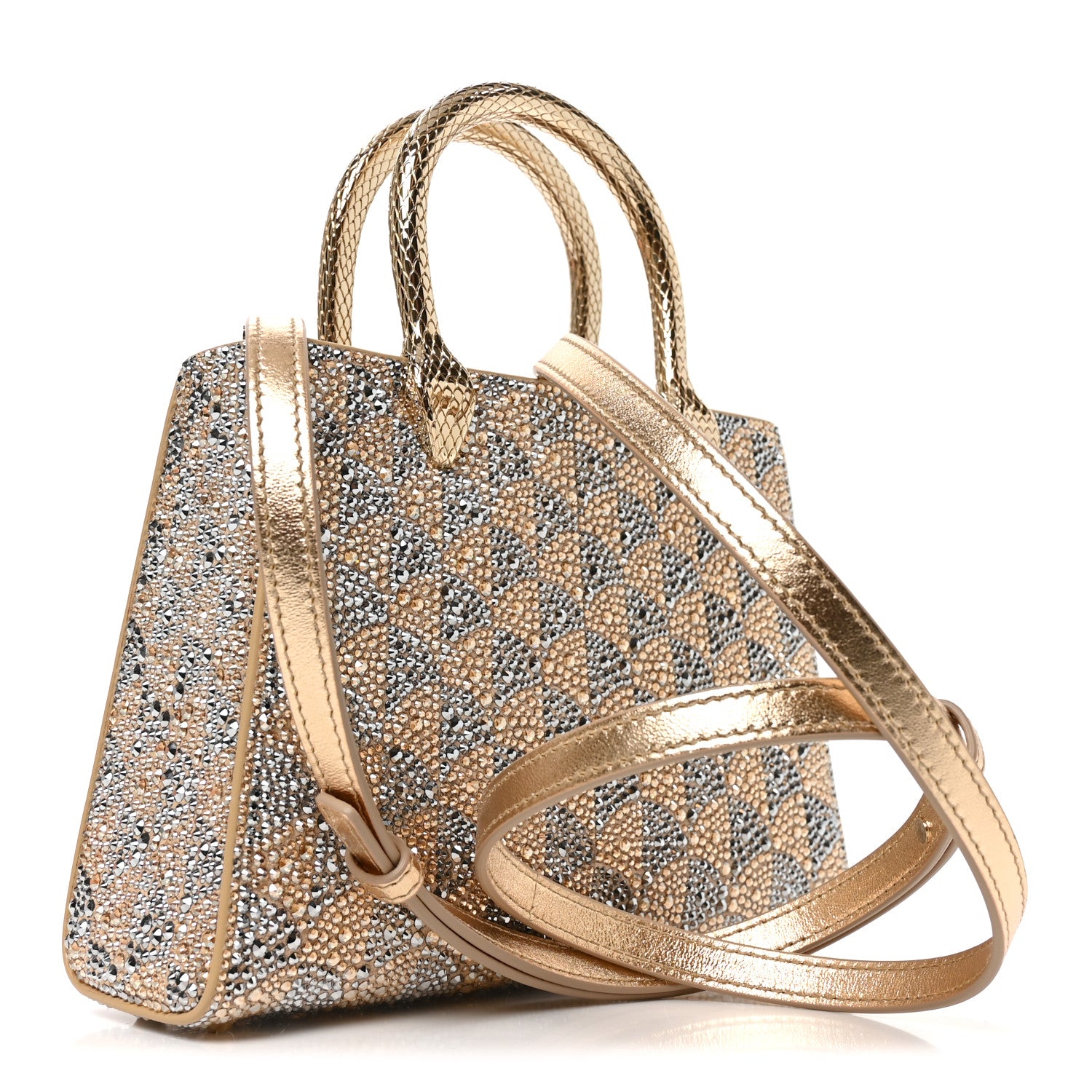 Calla Crystal Serpenti Duo Top Handle Bag Gold Silver - Image 3