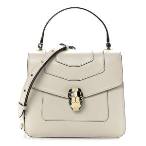Calfskin Serpenti Forever Top Handle White