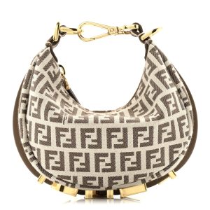 Fabric Jacquard FF 1974 Nano Fendigraphy Hobo Charm Beige